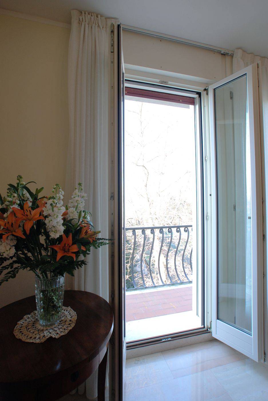 from the living room to the balcony from the living room to the balcony