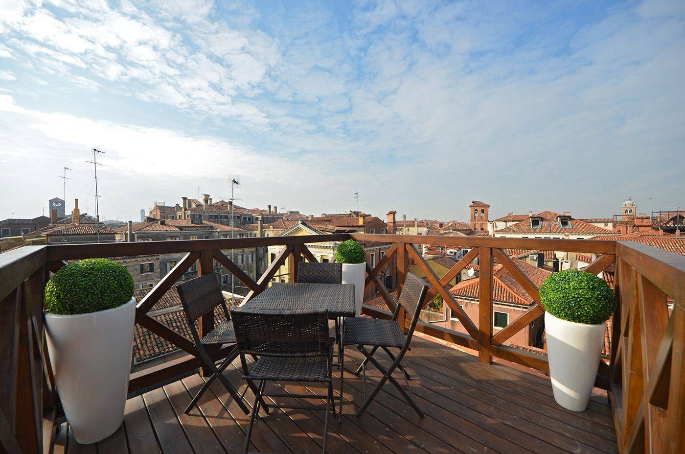 enjoy the view from the private terrace of the Sagredo apartment