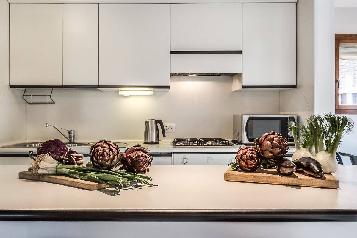 the kitchen is large and well equipped