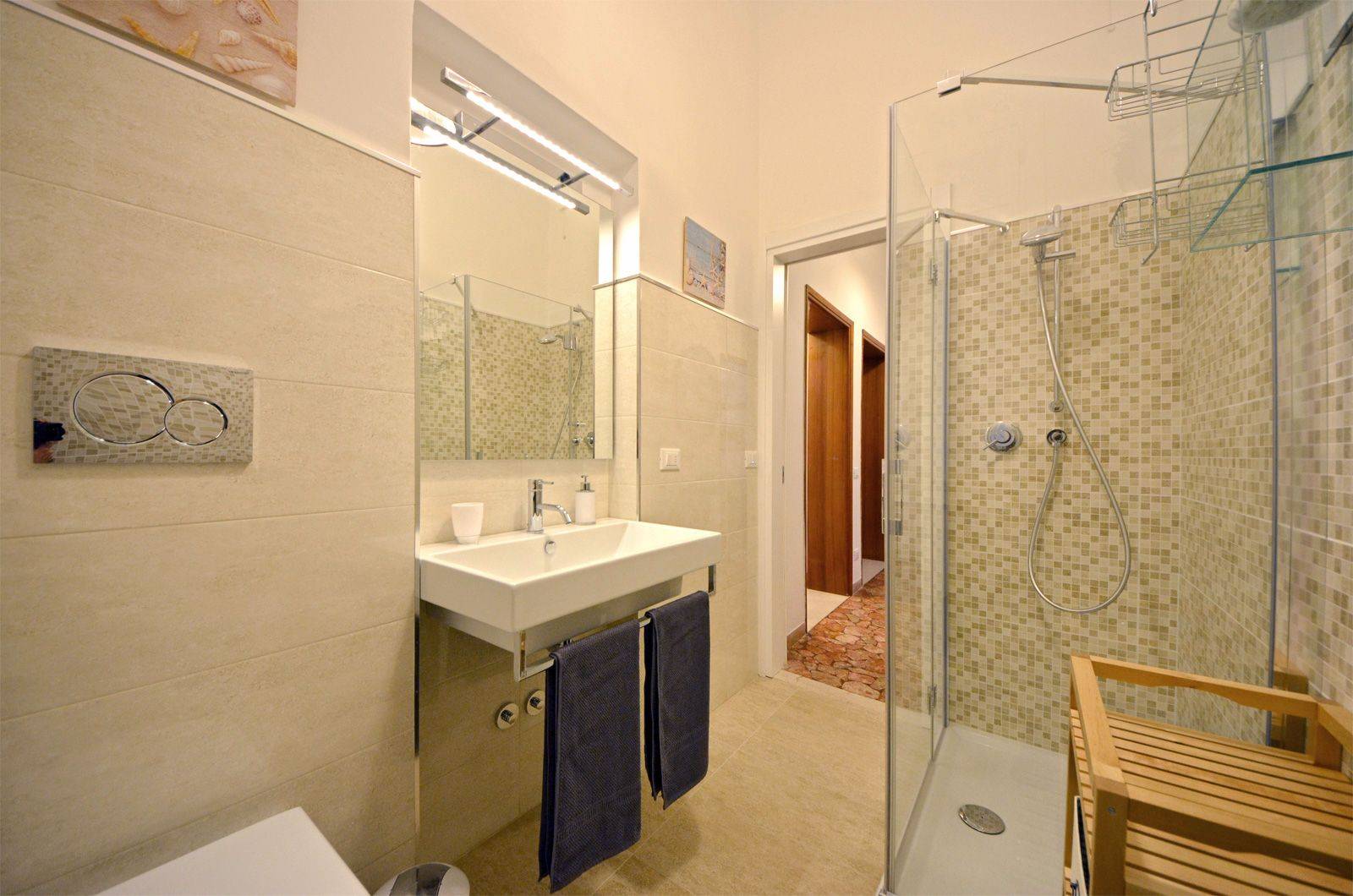main bathroom with large shower cabin