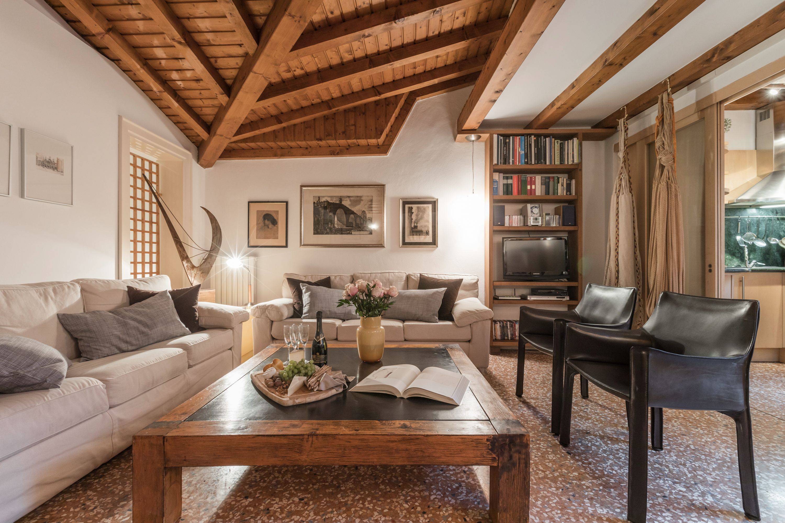 the welcoming living room of the Biennale apartment in San Marco District, Venice the welcoming living room of the Biennale apartment in San Marco District, Venice