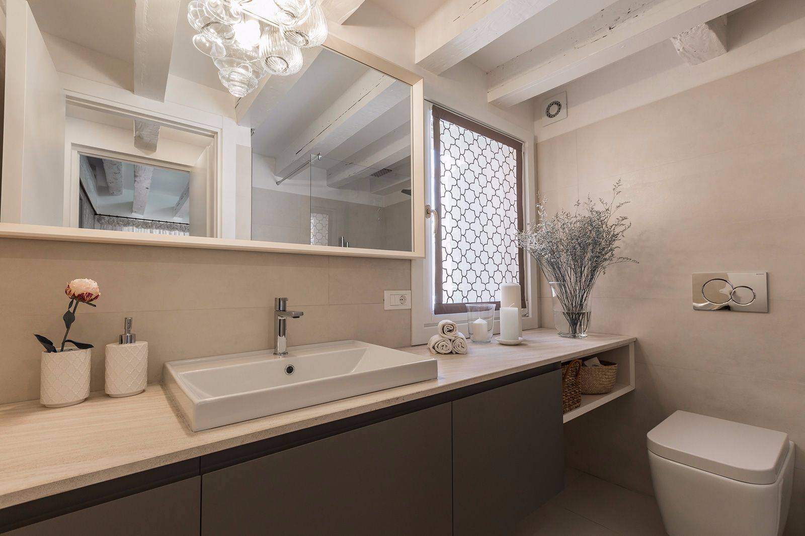 the stylish bathroom will please the most demanding guest