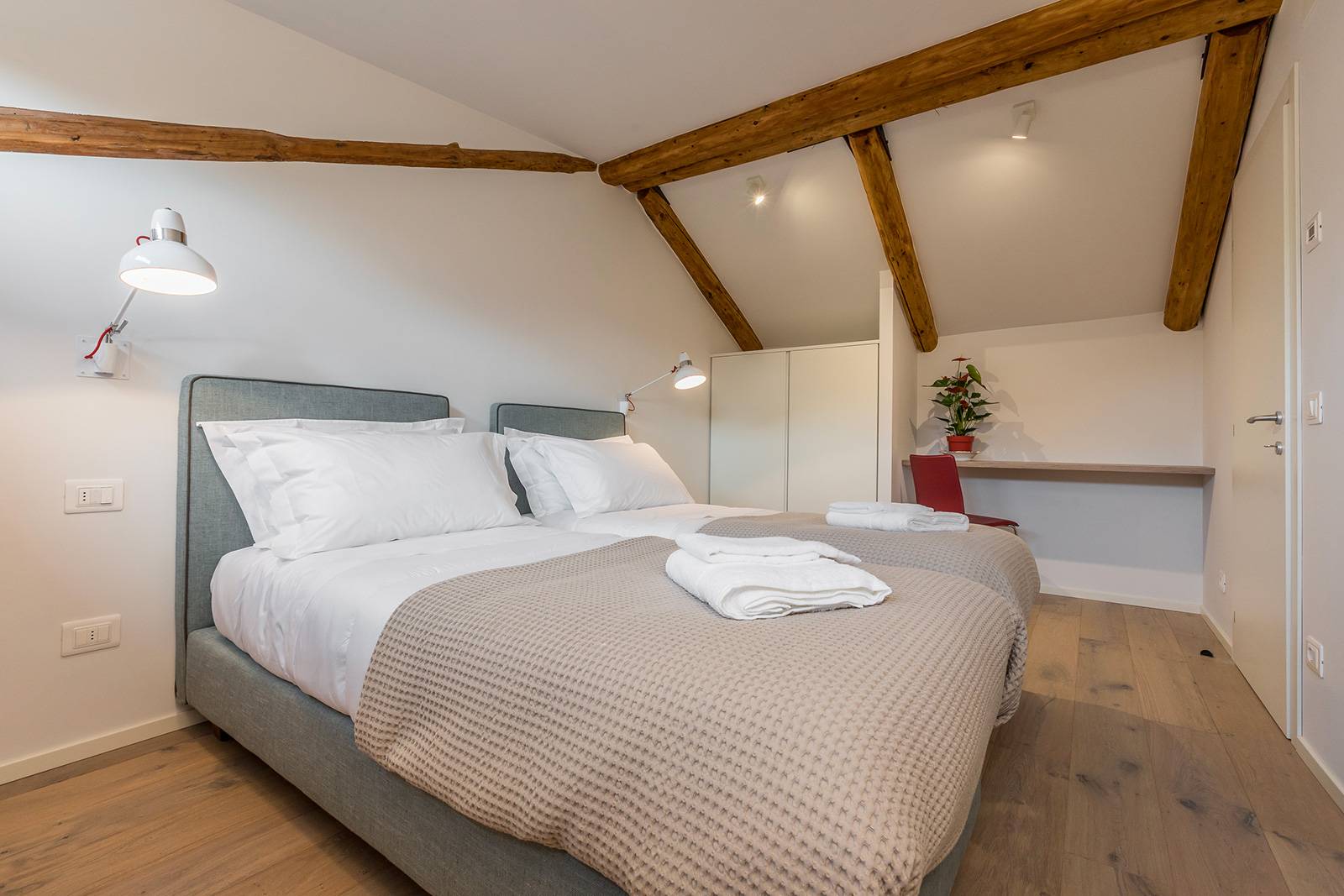 the second bedroom can be used as double or two single beds, on request