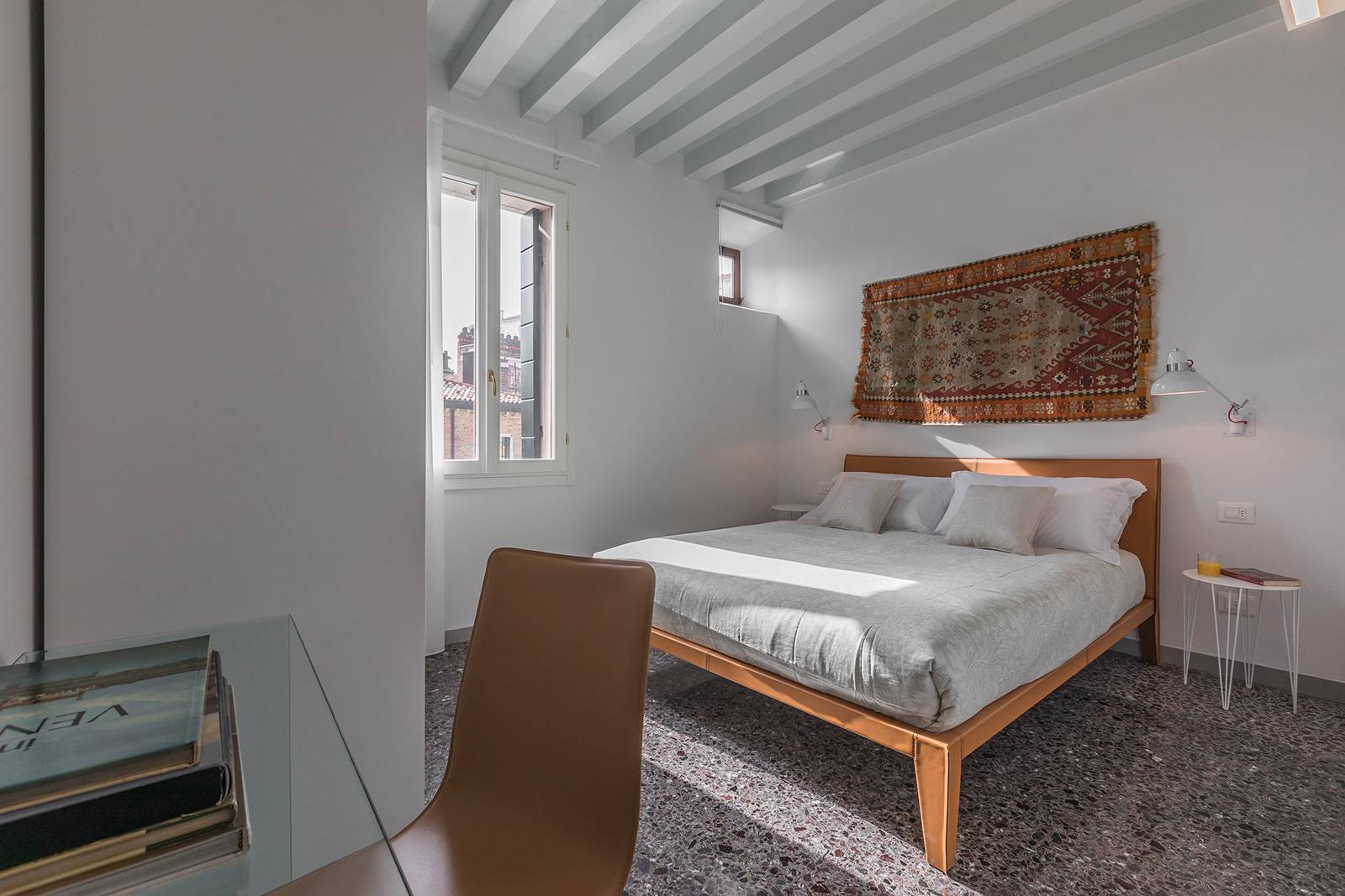 master bedroom, with wardrobe, desk and en-suite bathroom