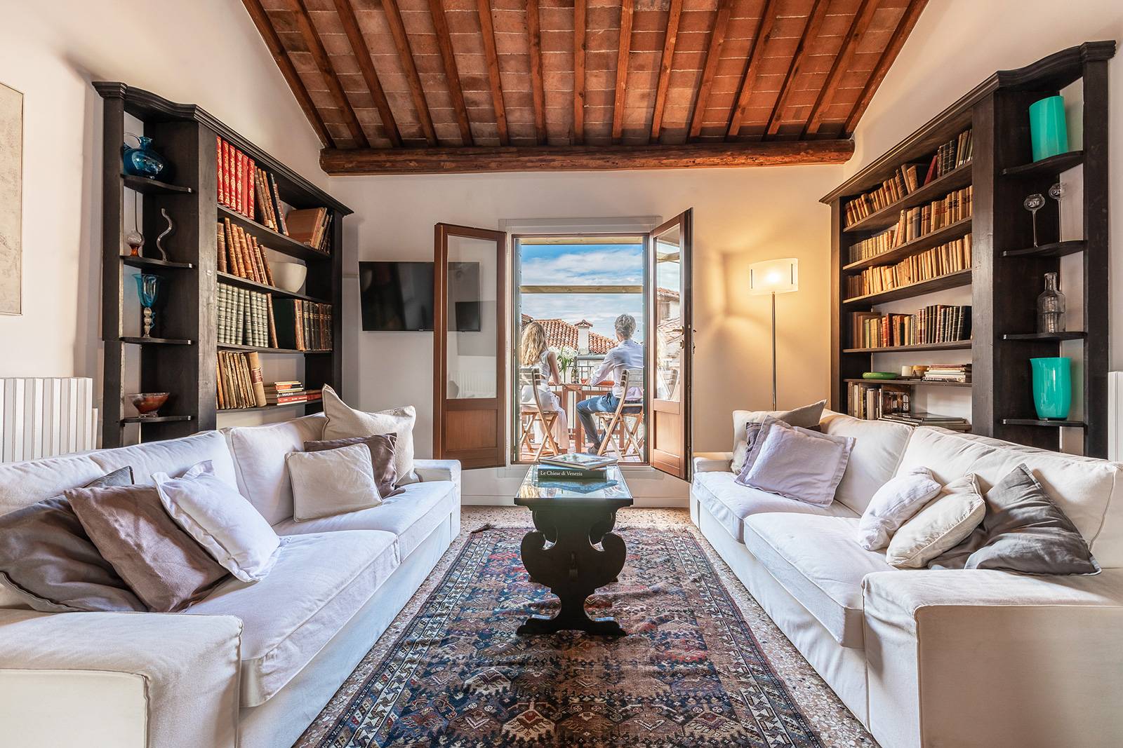 living room of the Nabucco apartment with terrace and panoramic view