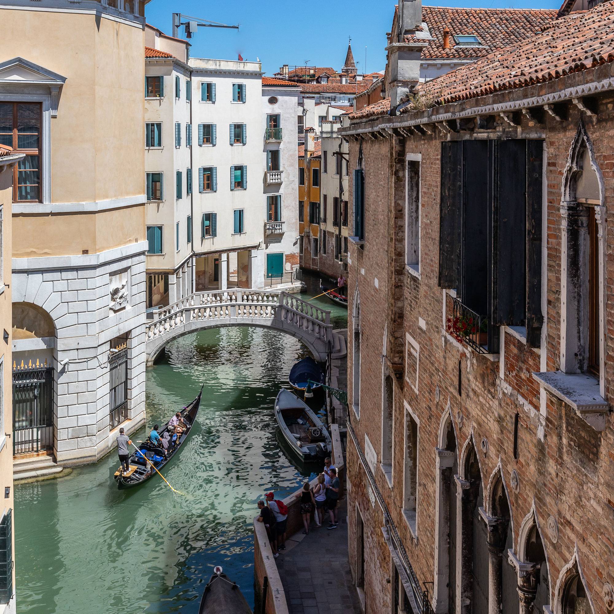 view from the Rigoletto apartment on the Fenice Theatre and canal