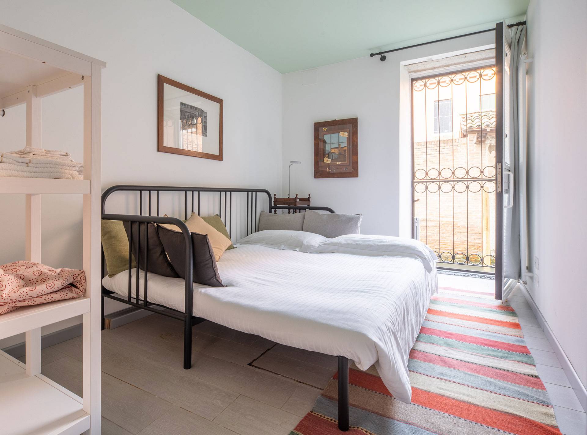 second bedroom with double sofa-bed and water door