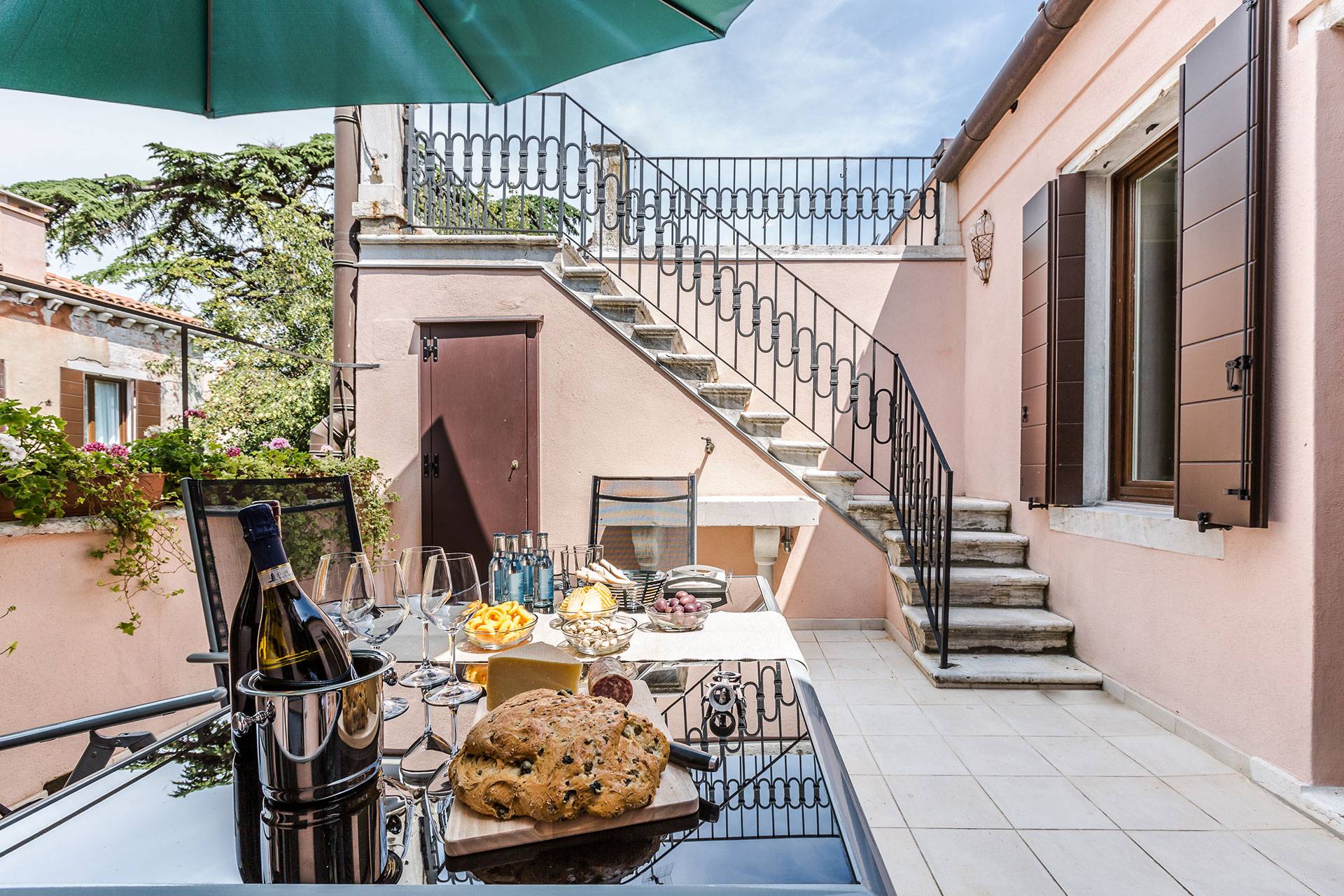 the beautiful shared terrace