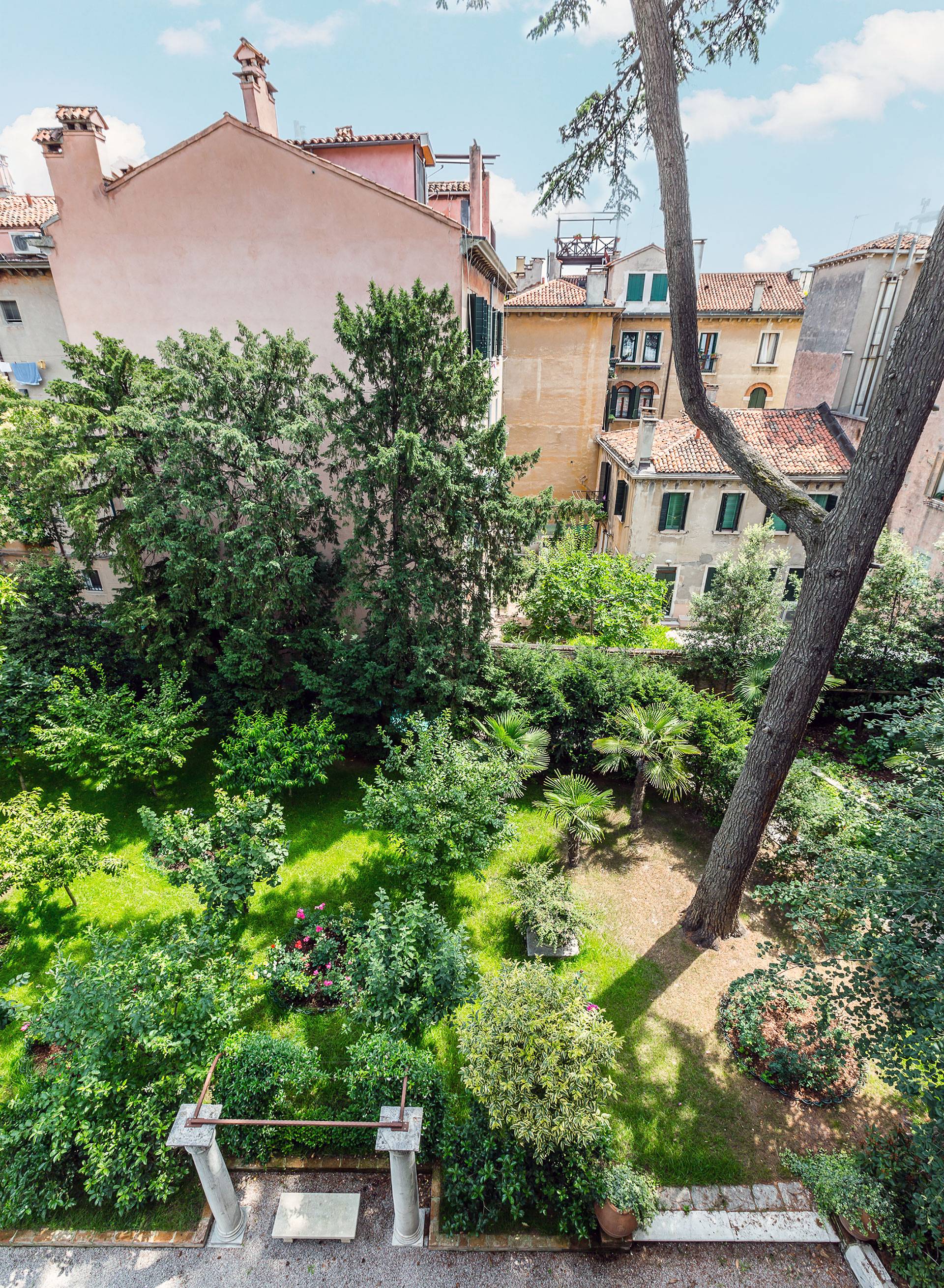 beautiful Italian style garden view from the master bedroom