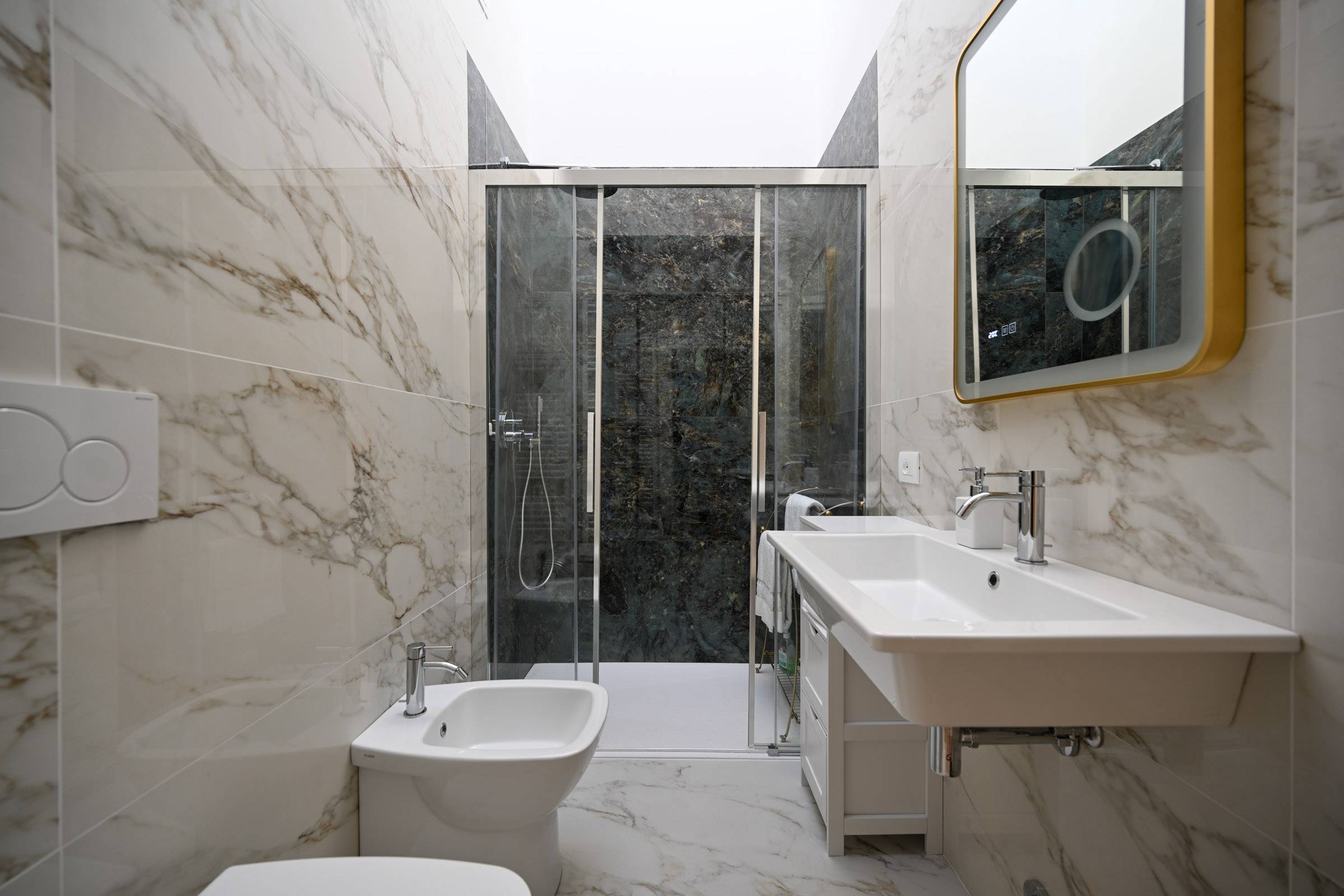 luxury bathroom with large shower cabin