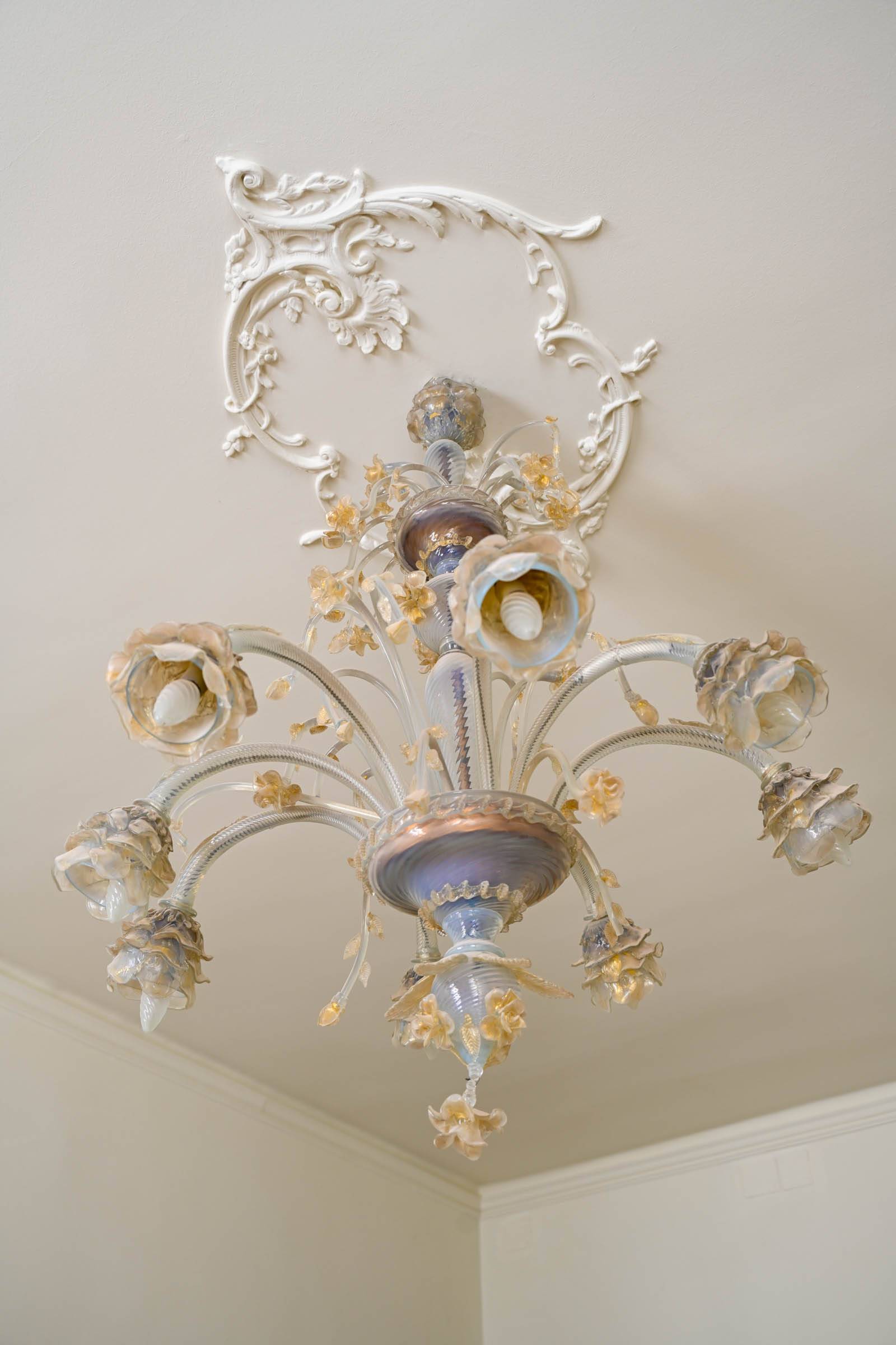 Murano Glass chandeliers in every room 