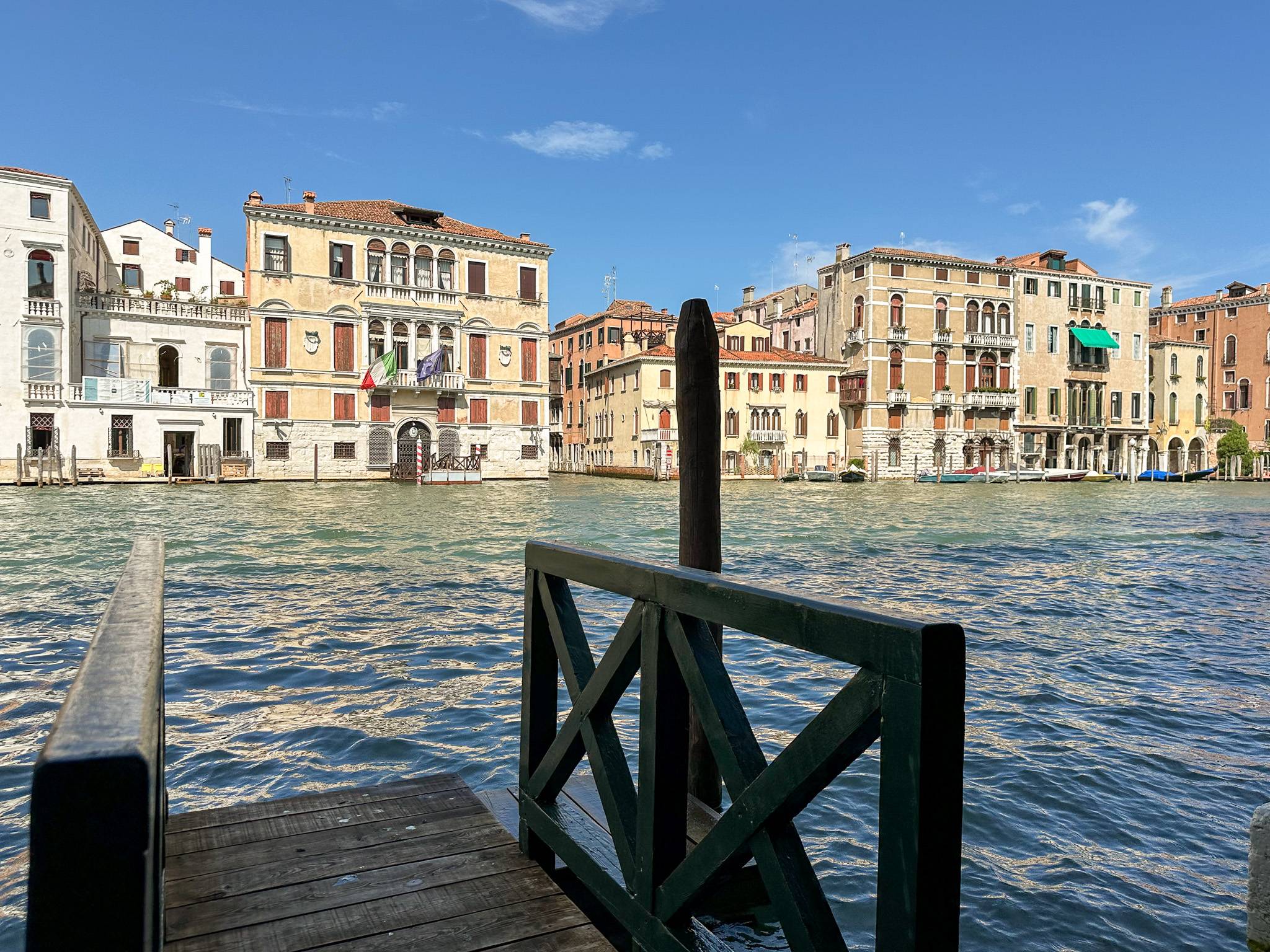 pier on the Grand Canal to access the apartment with the private water taxi