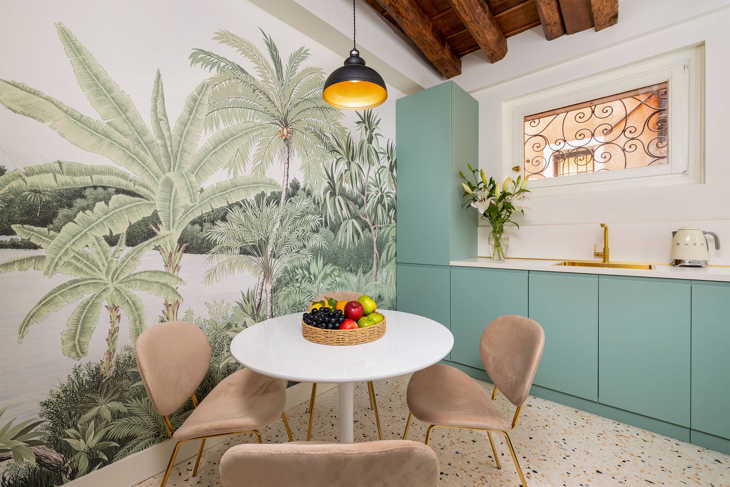 there is a table for 4 people and every possible amenity there is a table for 4 people and every possible amenity